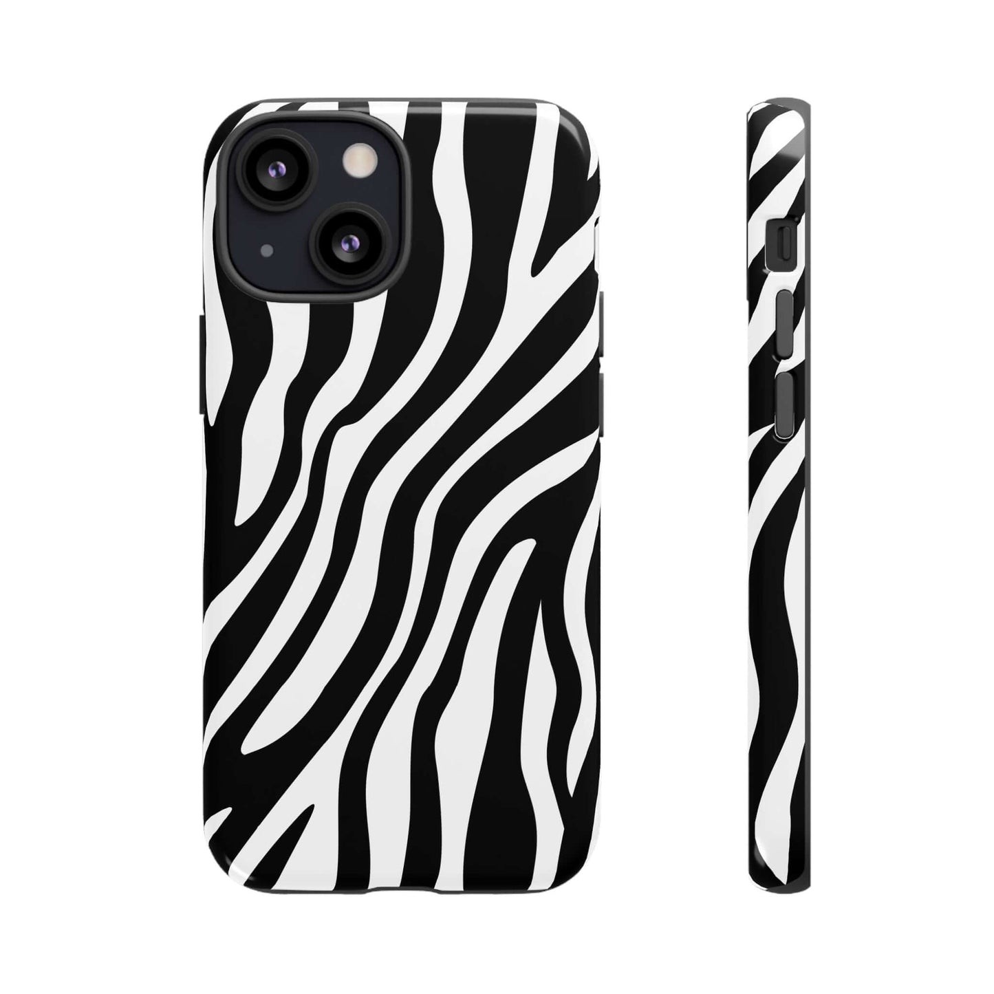 Zebra Print iPhone Case - Black White