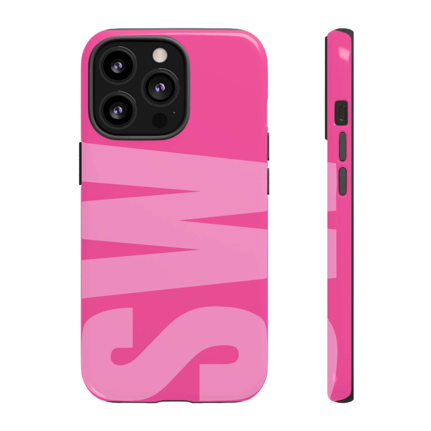Hot Pink Personalized Monogram iPhone Case - Custom Initial Tough Cover