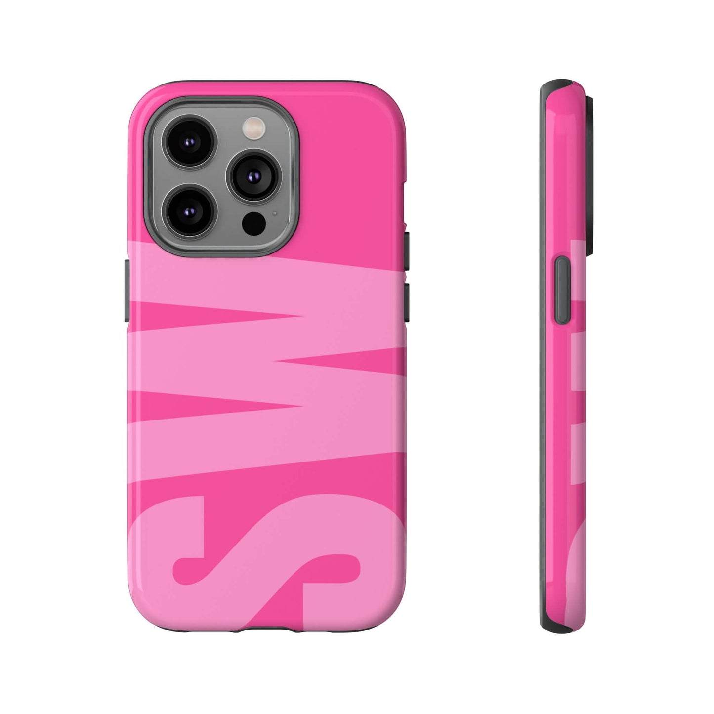 Hot Pink Personalized Monogram iPhone Case - Custom Initial Tough Cover