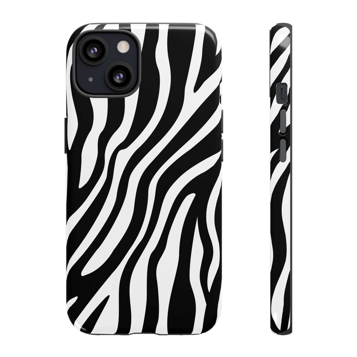 Zebra Print iPhone Case - Black White