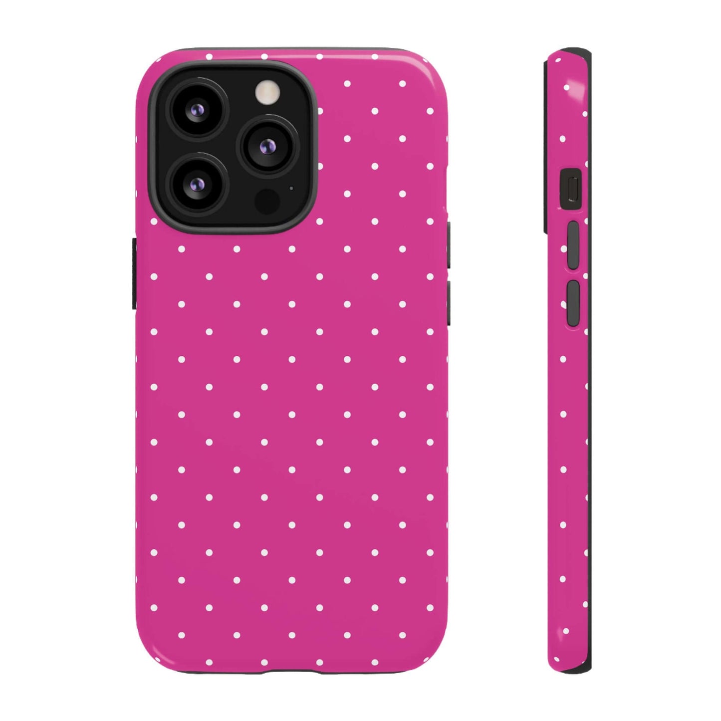 Fuchsia Pink Polka Dot iPhone Case for Women with Slim Profile and Shock-Absorbing Protection