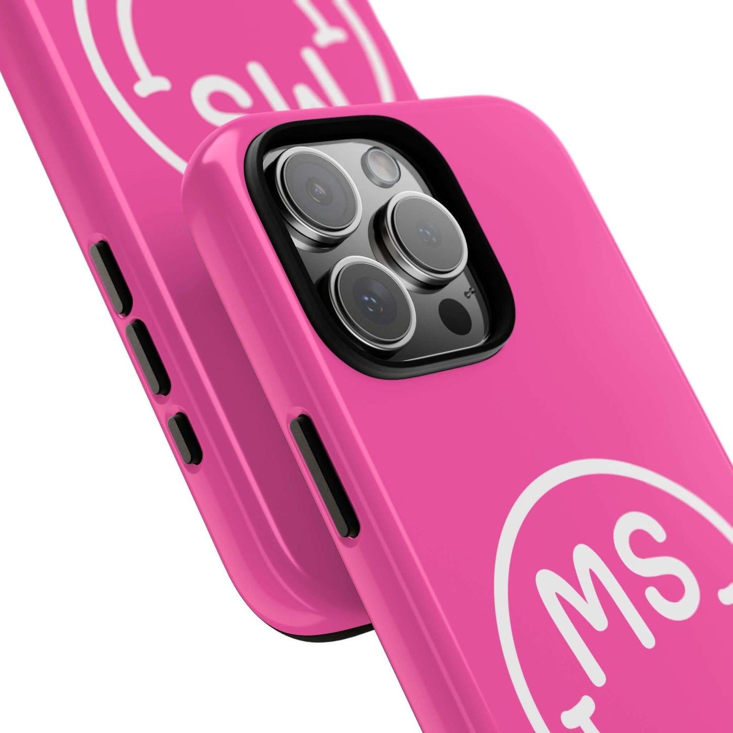 Cute Pink Smiley Face iPhone Case - Personalized Initials