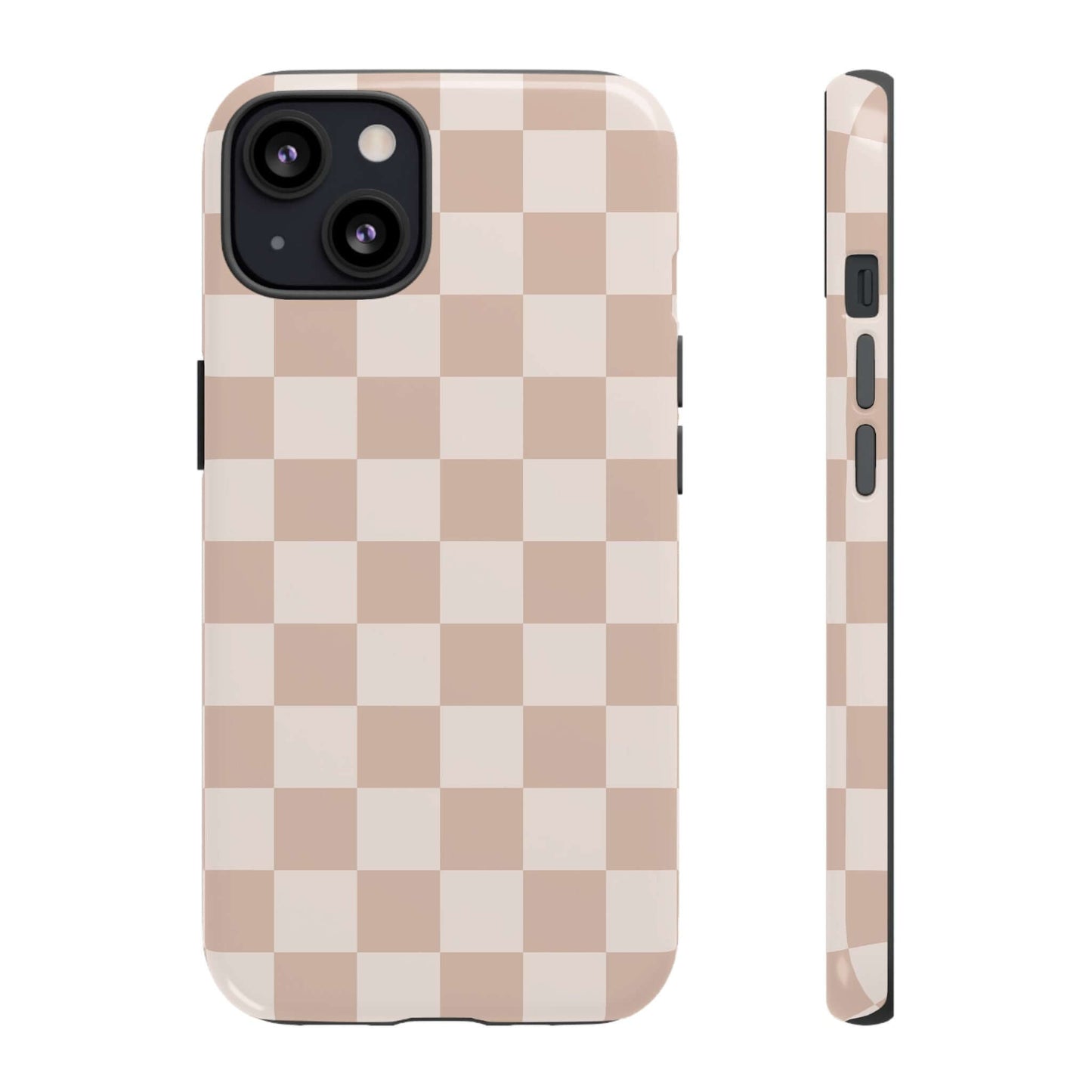 Aesthetic Checkered Pattern iPhone Case - Nude Beige