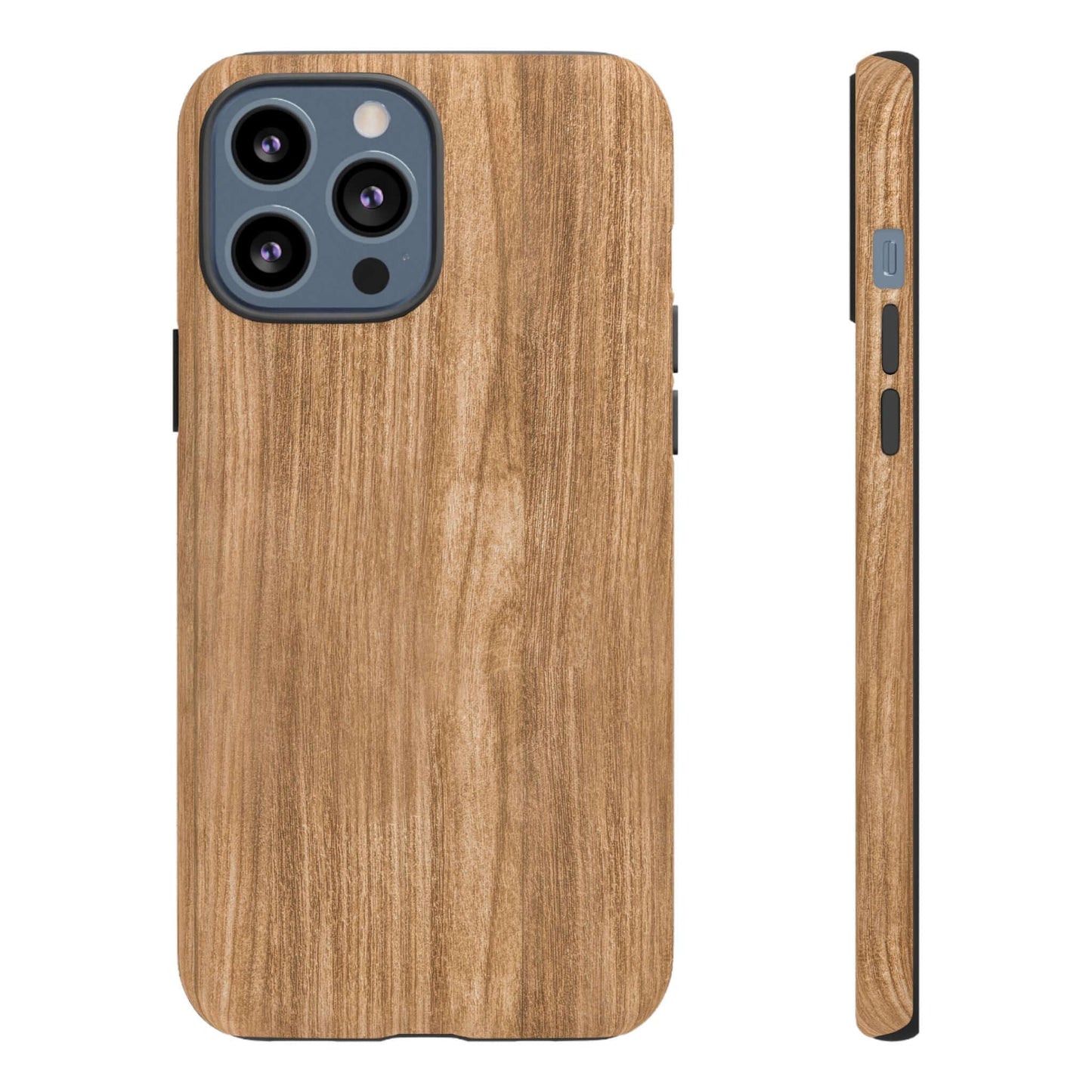 Rustic Natural Wood iPhone Case with faux wood grain, featuring lifelike texture and earthy tones for vintage charm.