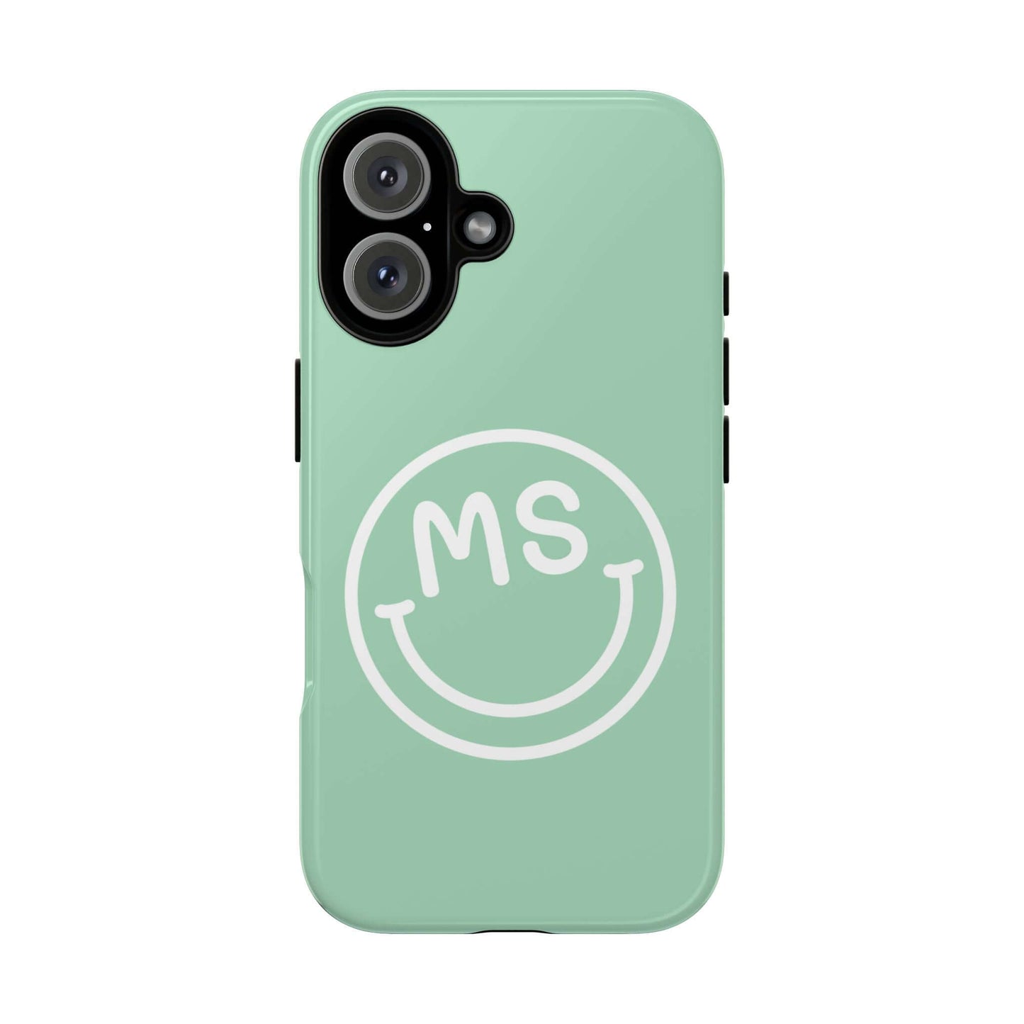 Custom Initial Smiley Face iPhone Case - Mint Green