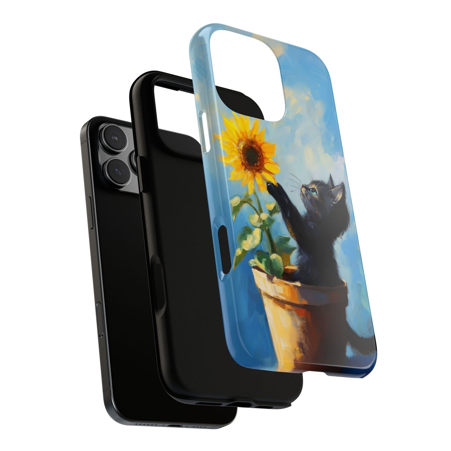Cute Cat and Sunflower iPhone Case for Pet Lovers