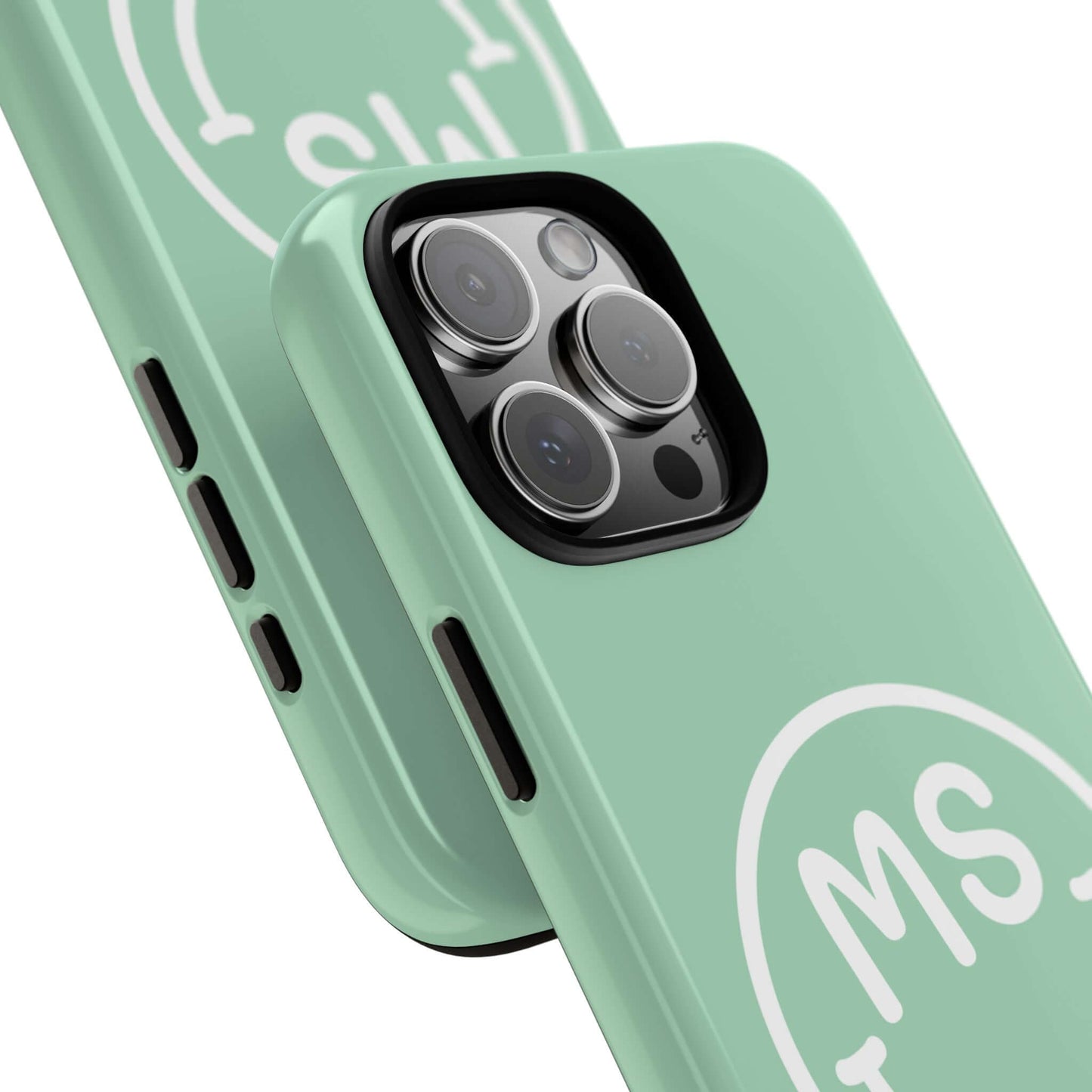 Custom Initial Smiley Face iPhone Case - Mint Green
