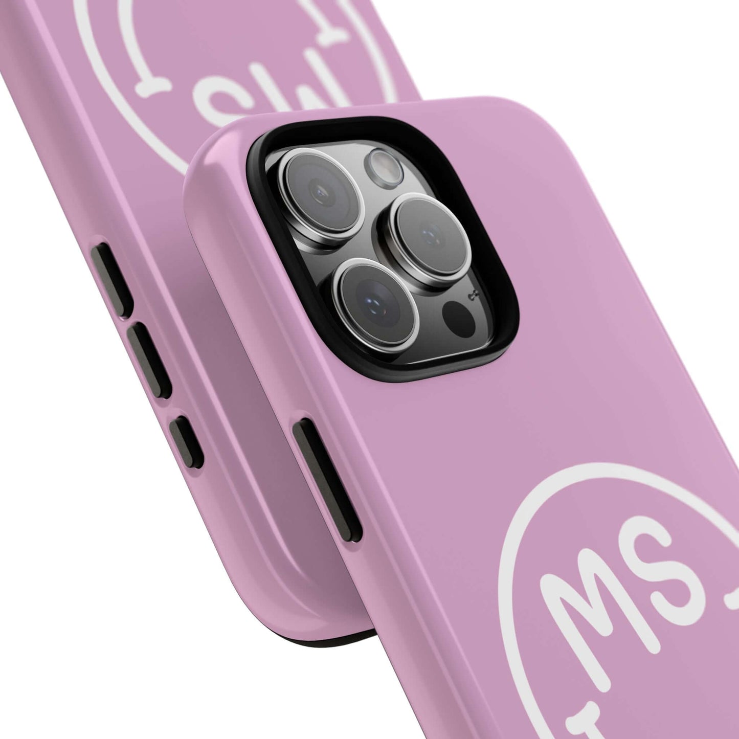 Cute Smiley Face iPhone Case - Personalized Initials - Mauve