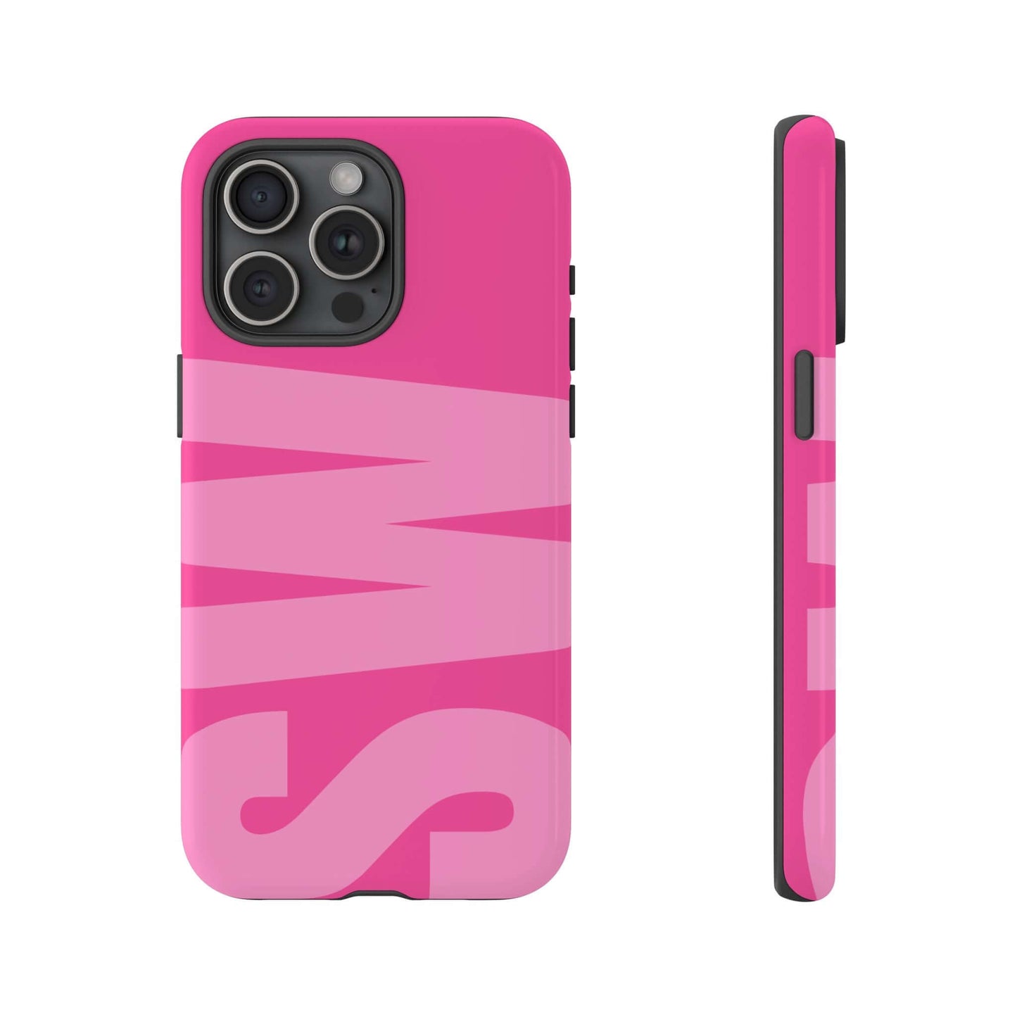 Hot Pink Personalized Monogram iPhone Case - Custom Initial Tough Cover