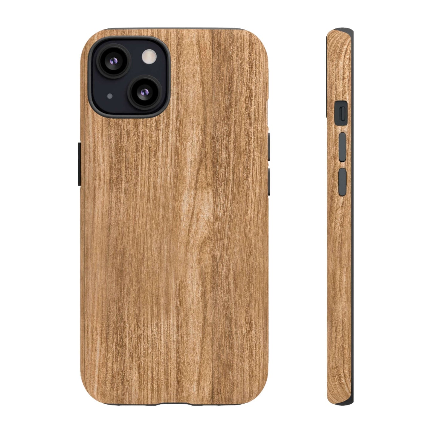 Rustic Natural Wood iPhone Case with Faux Wood Grain Pattern, Showcasing Lifelike Timber Texture and Vintage Earthy Design
