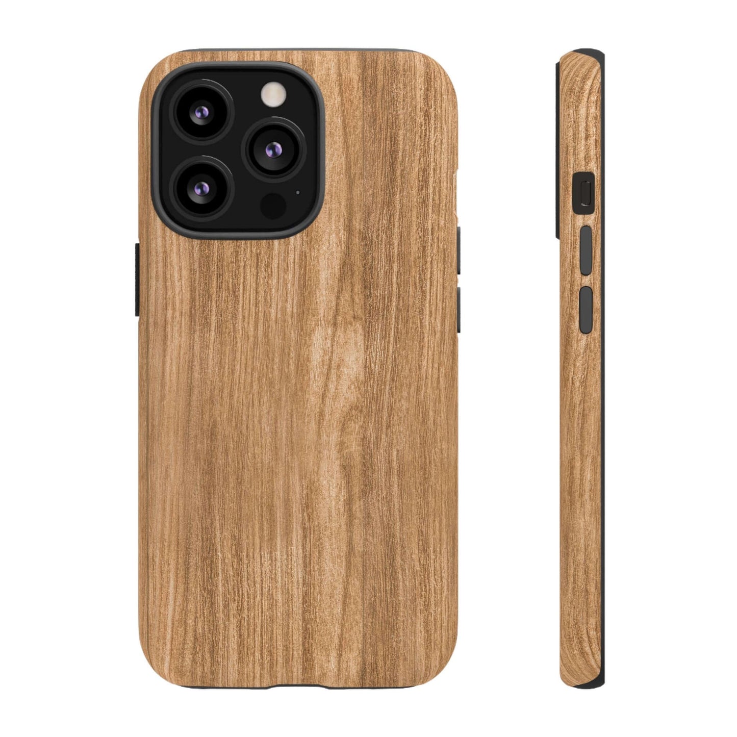 Rustic Natural Wood iPhone Case with lifelike faux wood grain print, showcasing warm, earthy tones and a vintage-inspired design.