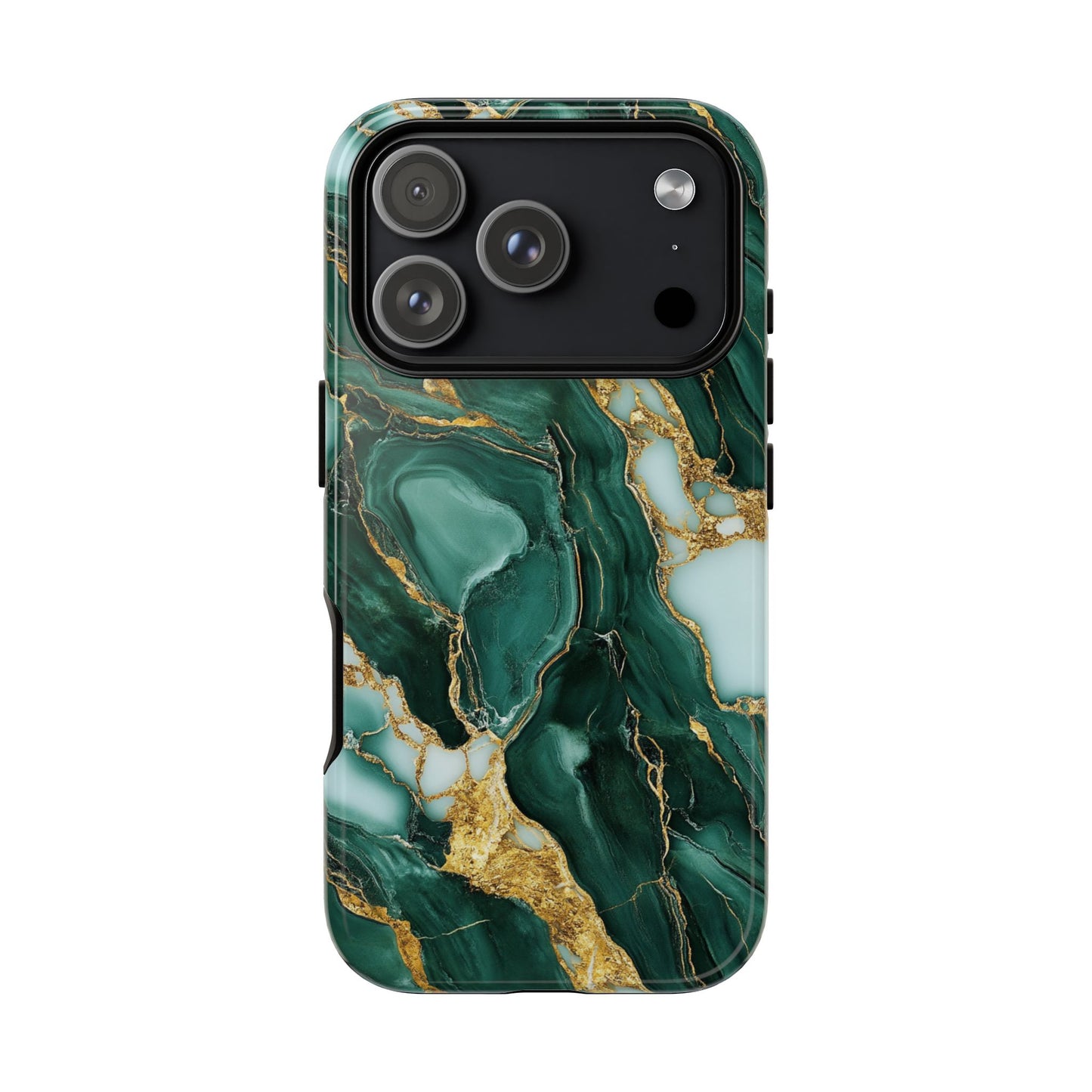 Emerald Green Marble Gold Vein iPhone Case