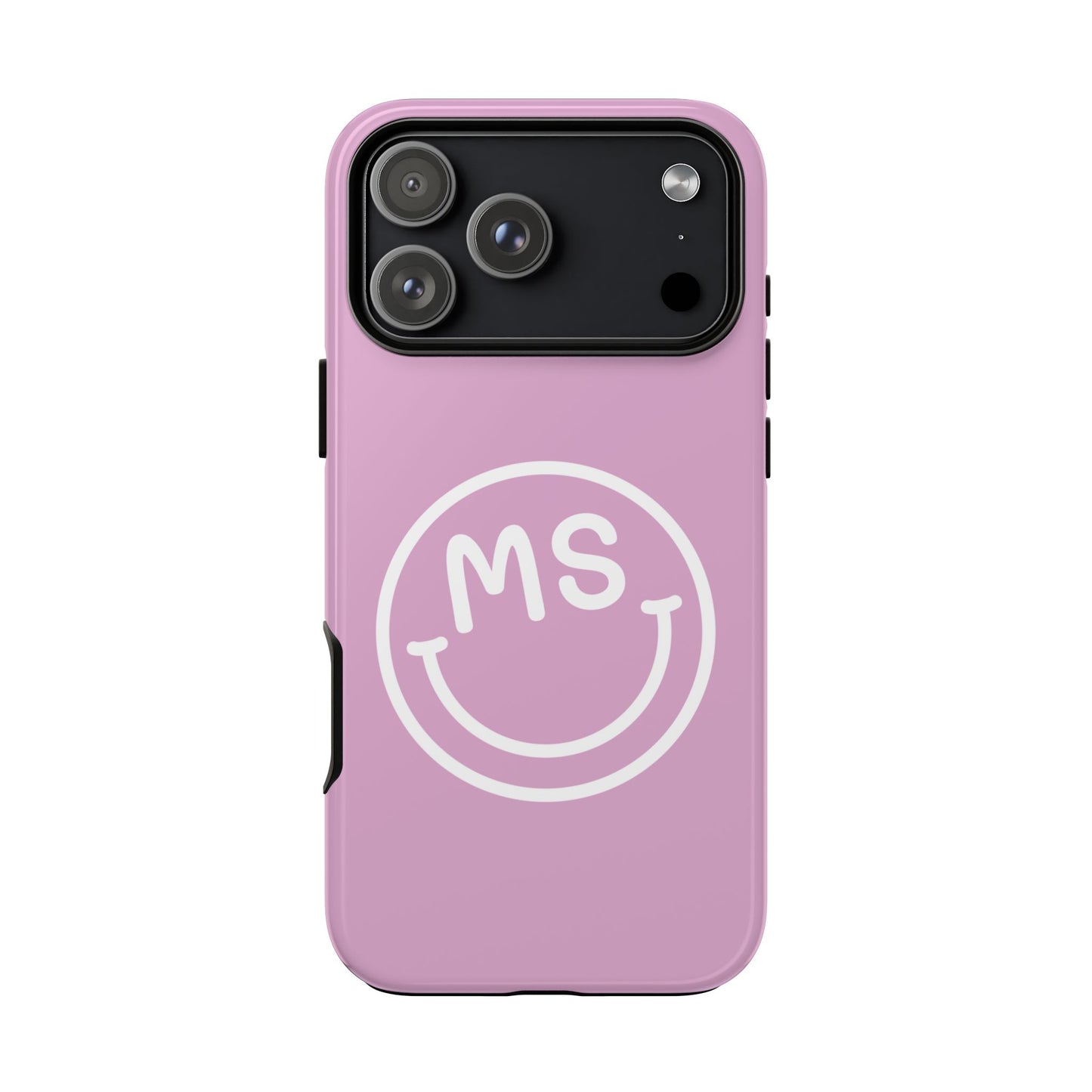 Cute Smiley Face iPhone Case - Personalized Initials - Mauve