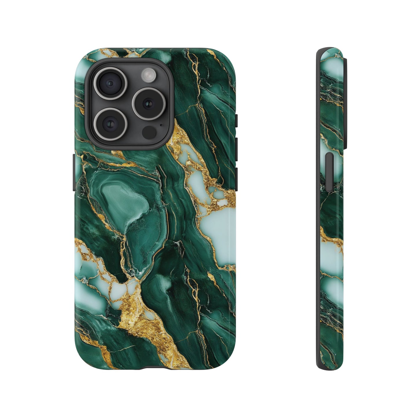 Emerald Green Marble Gold Vein iPhone Case