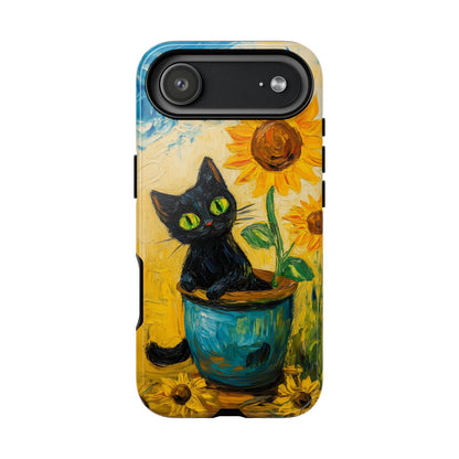 Whimsical Sunflower Cat iPhone Case - Golden Bloom
