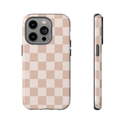 Aesthetic Checkered Pattern iPhone Case - Nude Beige