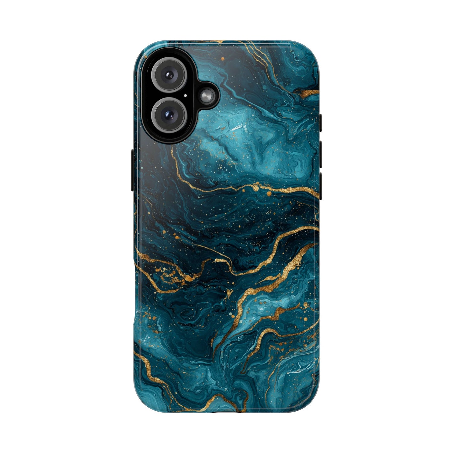 Aesthetic Teal & Gold Marble iPhone Case