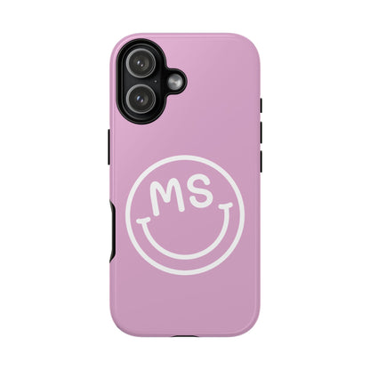 Cute Smiley Face iPhone Case - Personalized Initials - Mauve