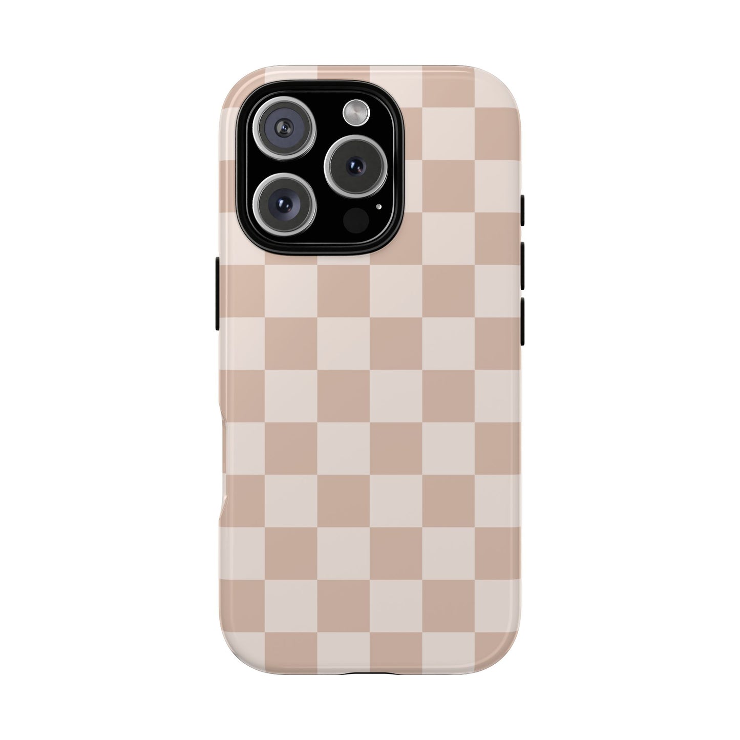 Aesthetic Checkered Pattern iPhone Case | Nude Beige