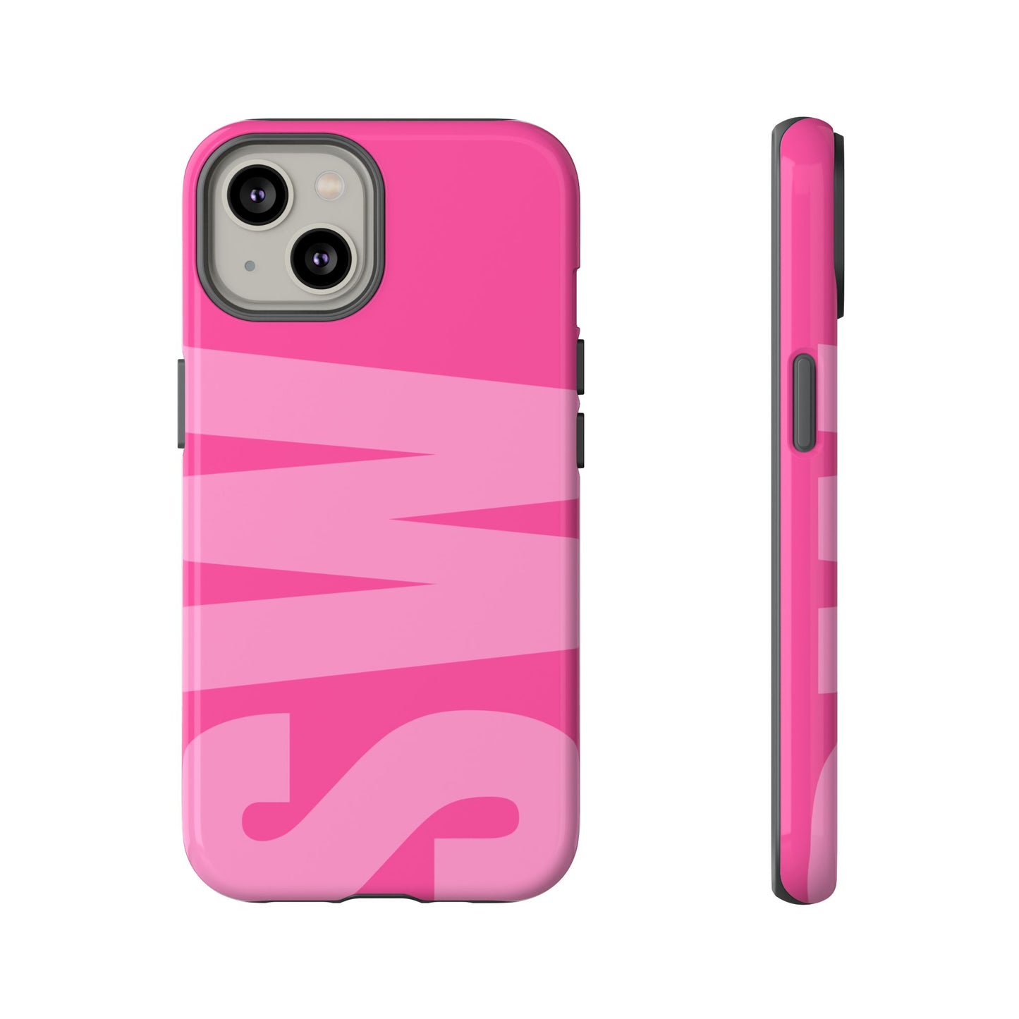 Hot Pink Personalized Monogram iPhone Case - Custom Initial Tough Cover