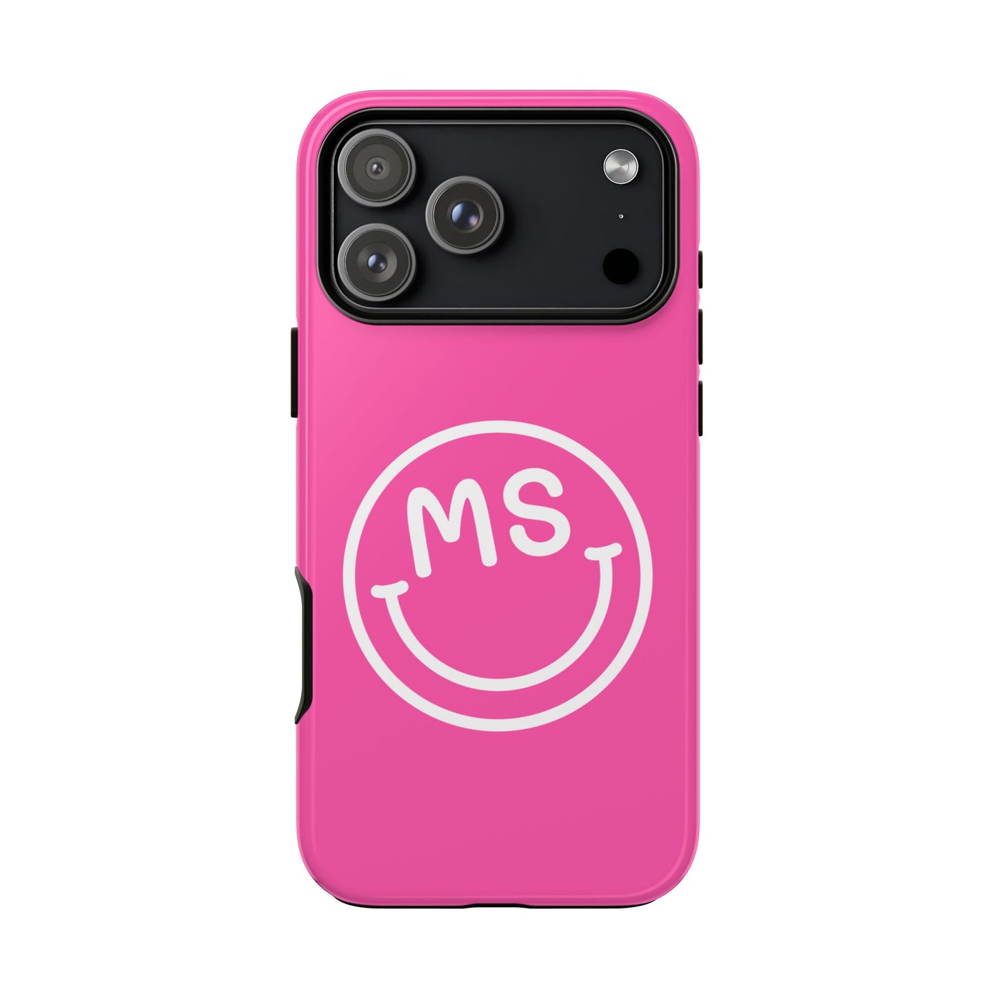 Cute Pink Smiley Face iPhone Case - Personalized Initials