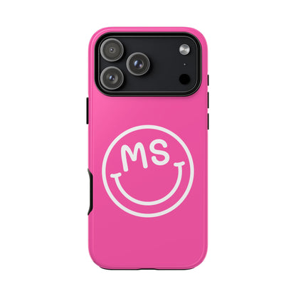 Cute Pink Smiley Face iPhone Case - Personalized Initials