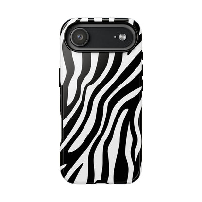 Zebra Print iPhone Case - Black White