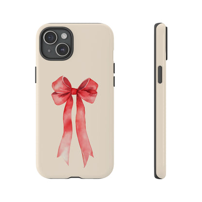 Cute Watercolor Red Ribbon Bow iPhone Case