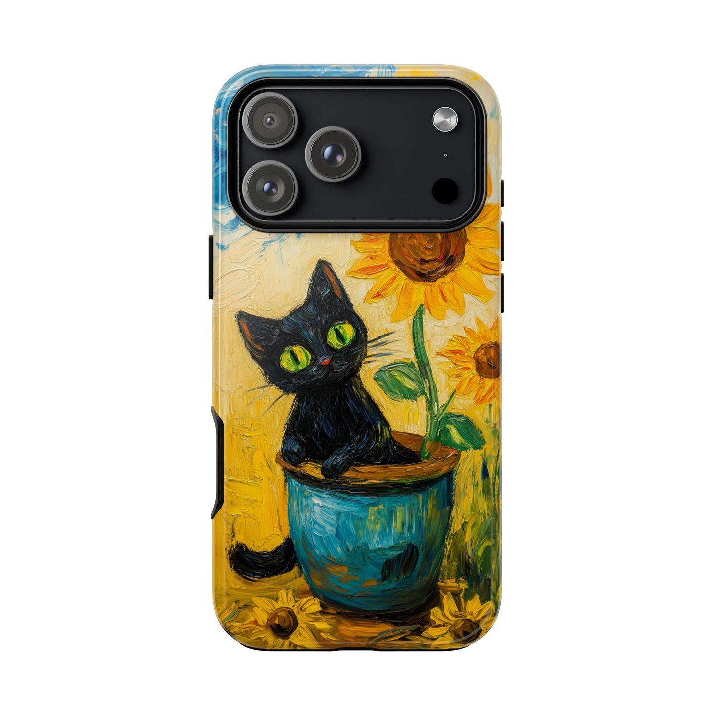 Whimsical Sunflower Cat iPhone Case - Golden Bloom
