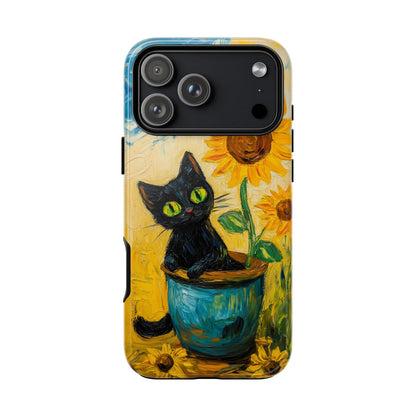 Whimsical Sunflower Cat iPhone Case - Golden Bloom