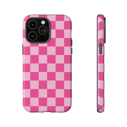 Hot Pink Checker Pattern iPhone Case for Girls