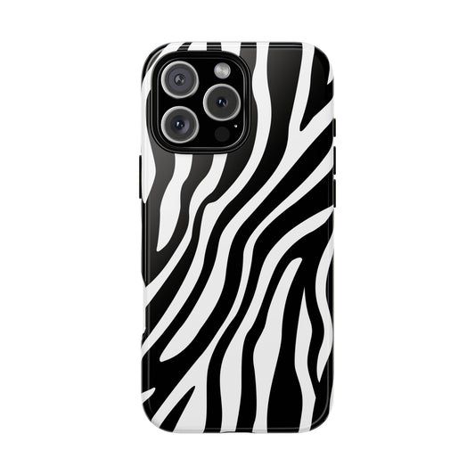 Zebra Print iPhone Case - Black White