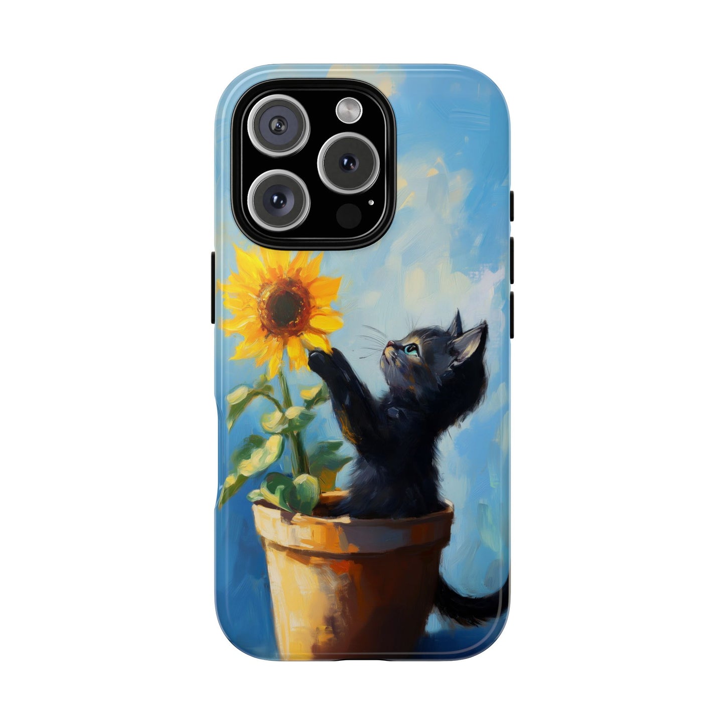Cute Cat and Sunflower iPhone Case for Pet Lovers