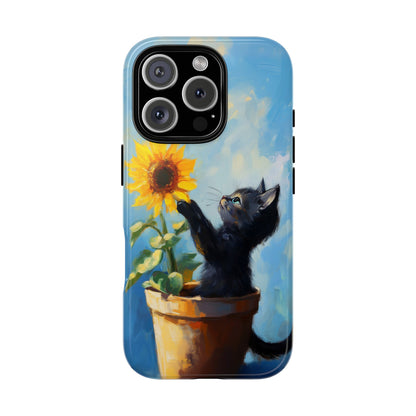 Cute Cat and Sunflower iPhone Case for Pet Lovers