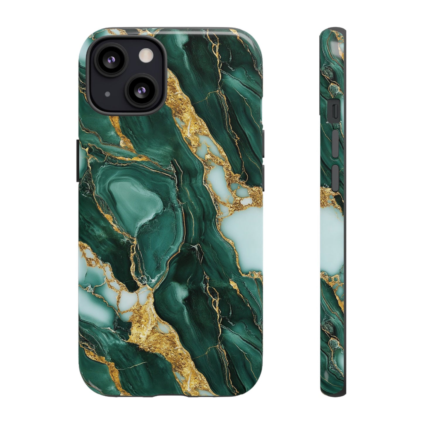 Emerald Green Marble Gold Vein iPhone Case