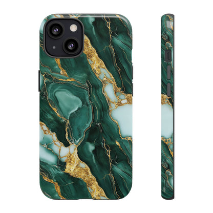 Emerald Green Marble Gold Vein iPhone Case