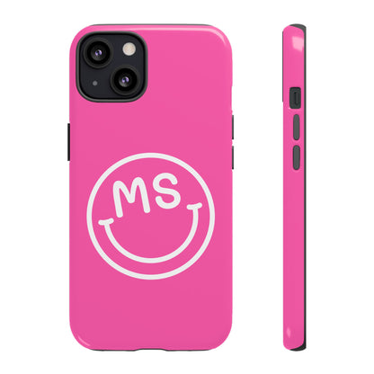 Cute Pink Smiley Face iPhone Case - Personalized Initials