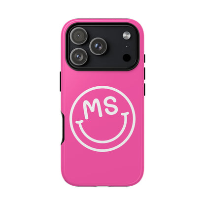 Cute Pink Smiley Face iPhone Case - Personalized Initials