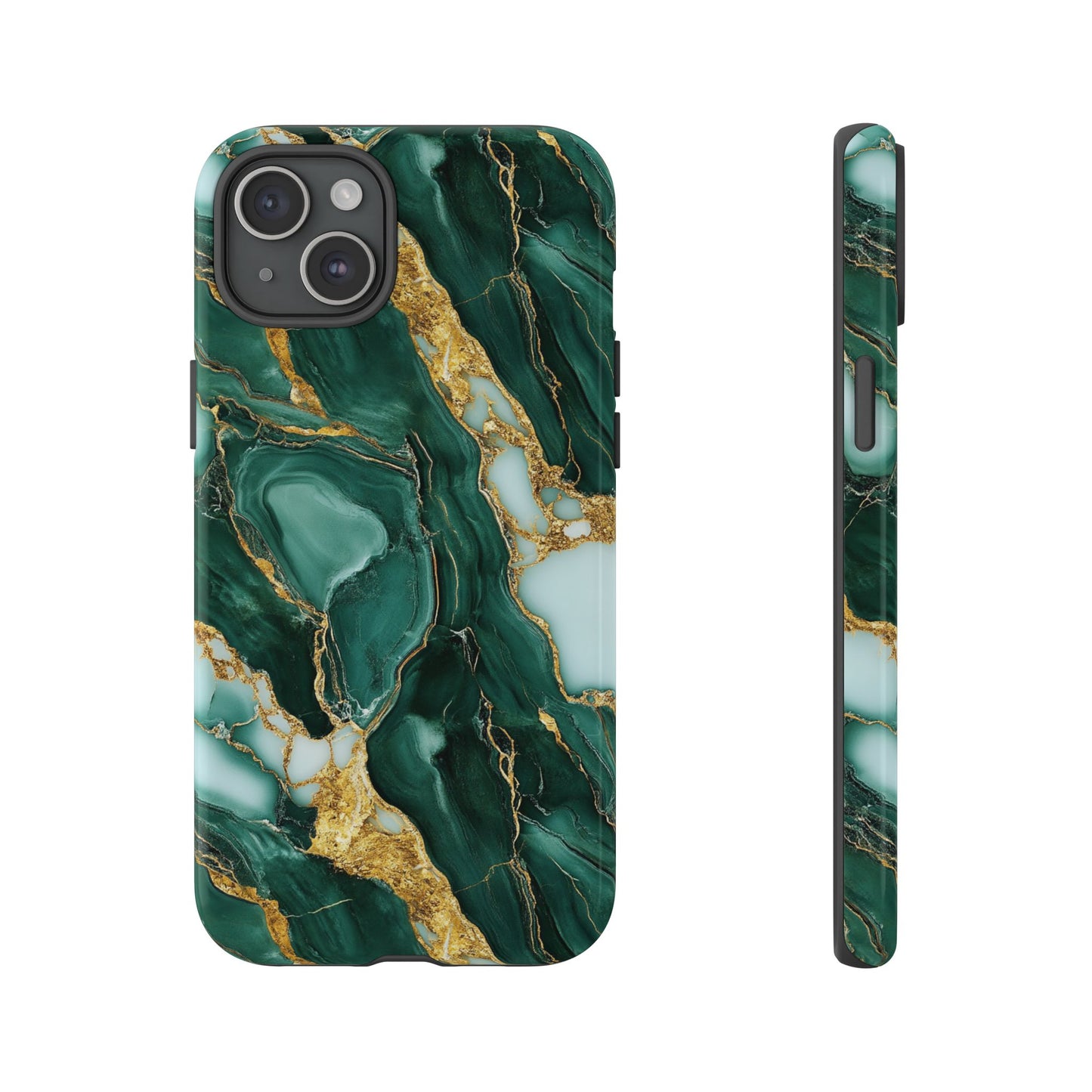Emerald Green Marble Gold Vein iPhone Case