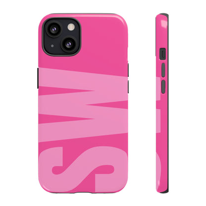 Hot Pink Personalized Monogram iPhone Case - Custom Initial Tough Cover