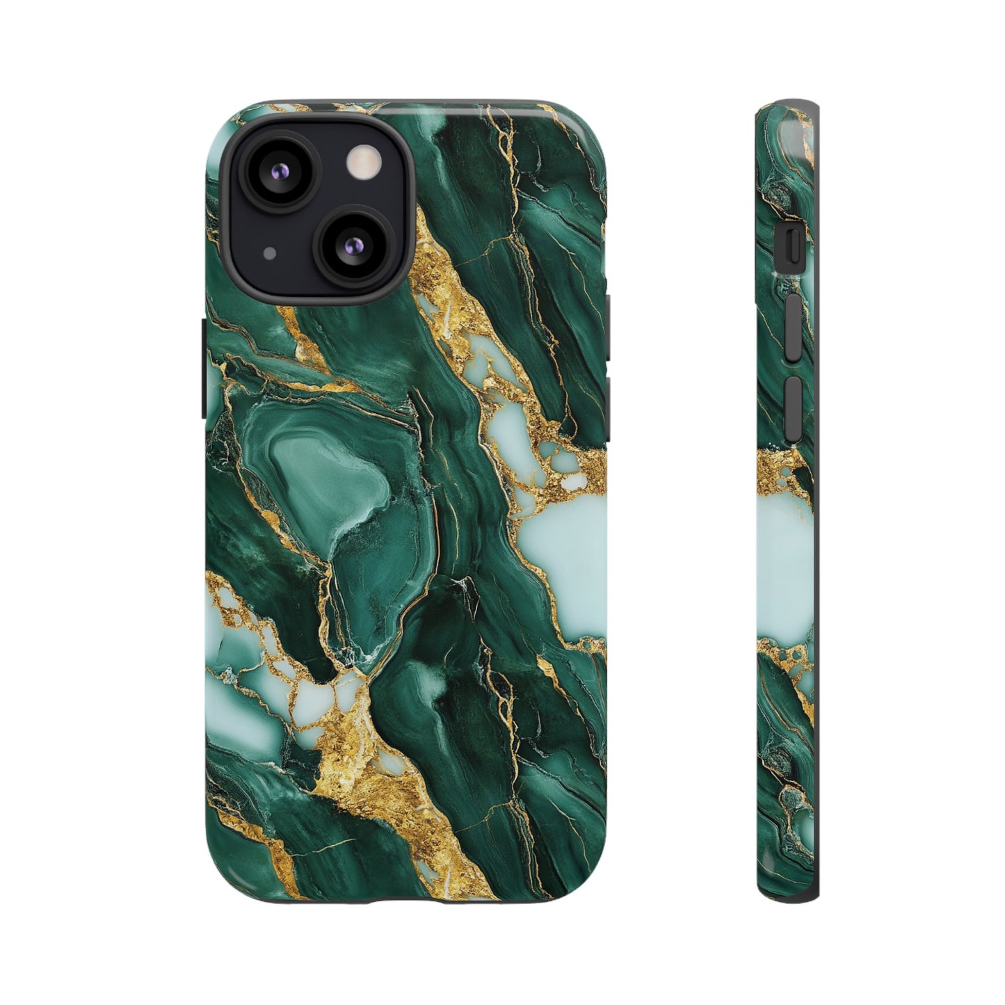 Emerald Green Marble Gold Vein iPhone Case