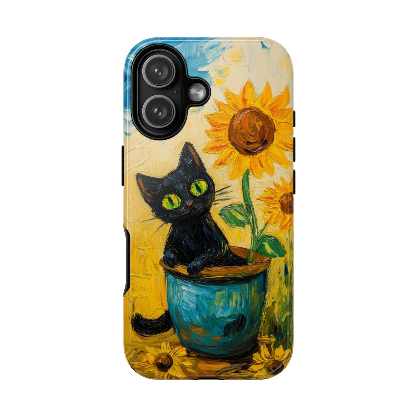 Whimsical Sunflower Cat iPhone Case - Golden Bloom