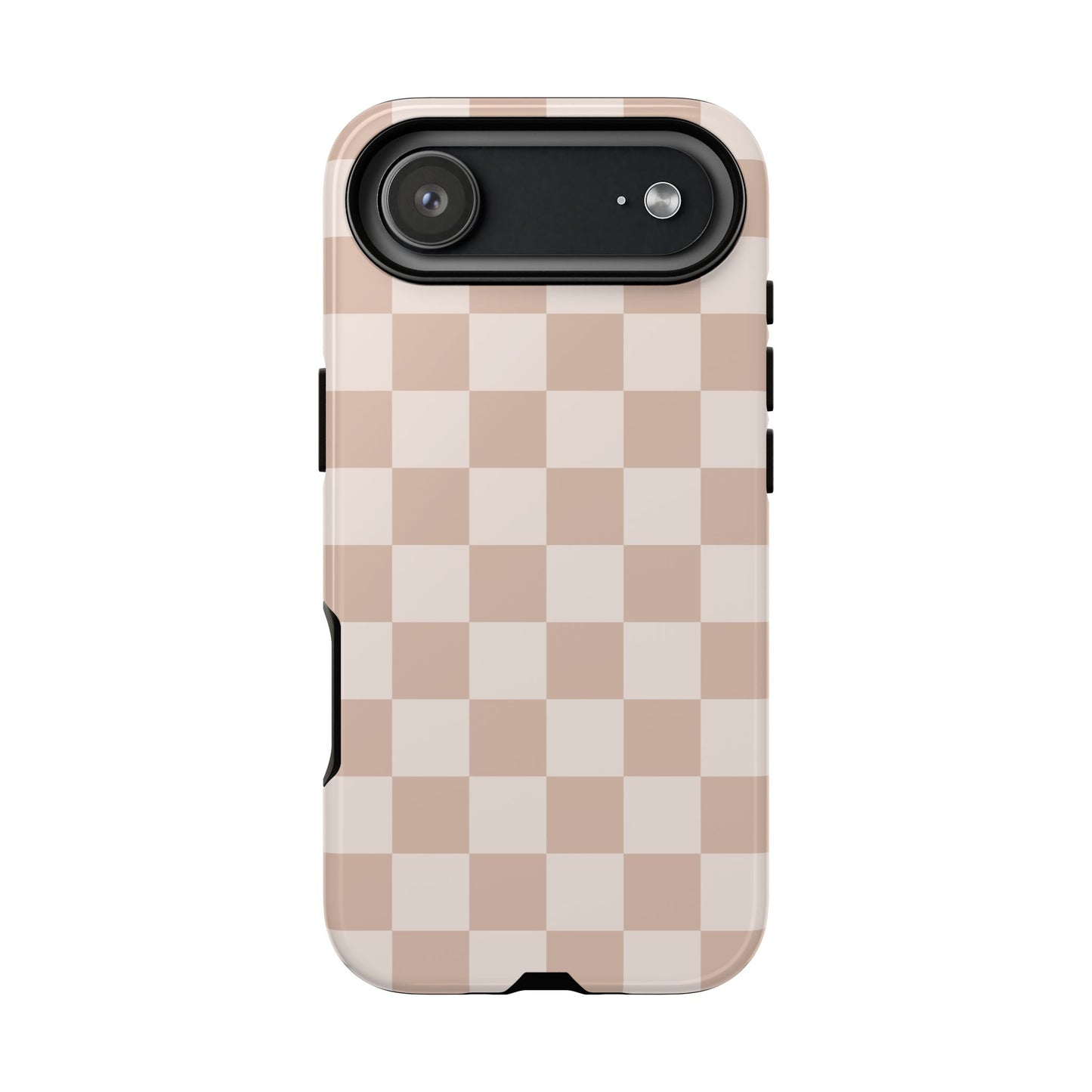 Aesthetic Checkered Pattern iPhone Case | Nude Beige