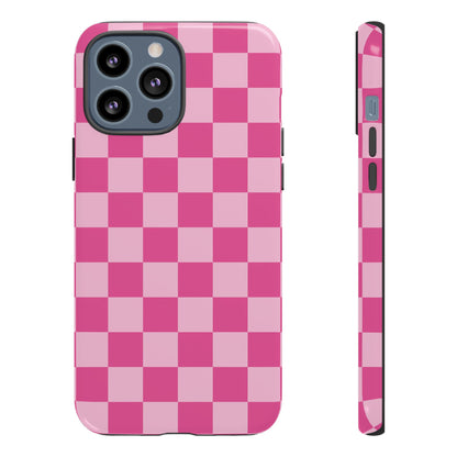 Hot Pink Checker Pattern iPhone Case for Girls