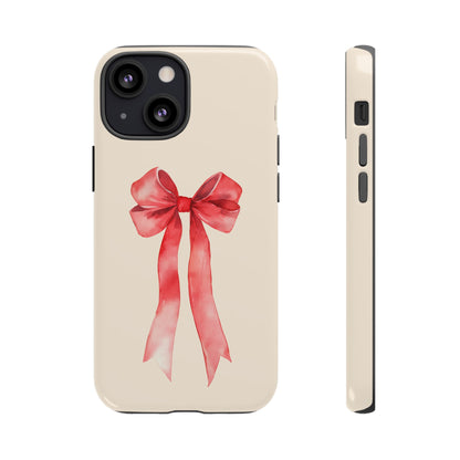 Cute Watercolor Red Ribbon Bow iPhone Case