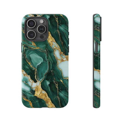 Emerald Green Marble Gold Vein iPhone Case