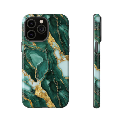 Emerald Green Marble Gold Vein iPhone Case