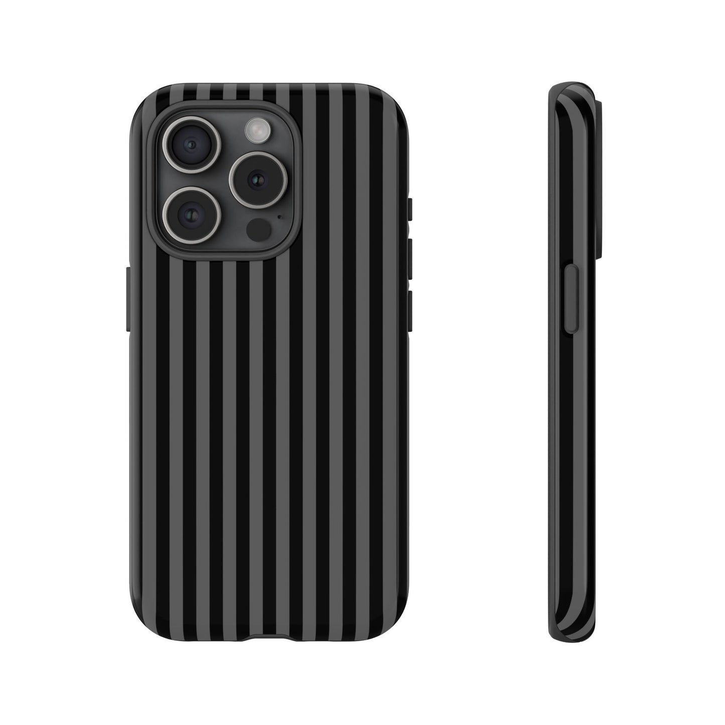 Obsidian Elegance - Striped Black iPhone Case