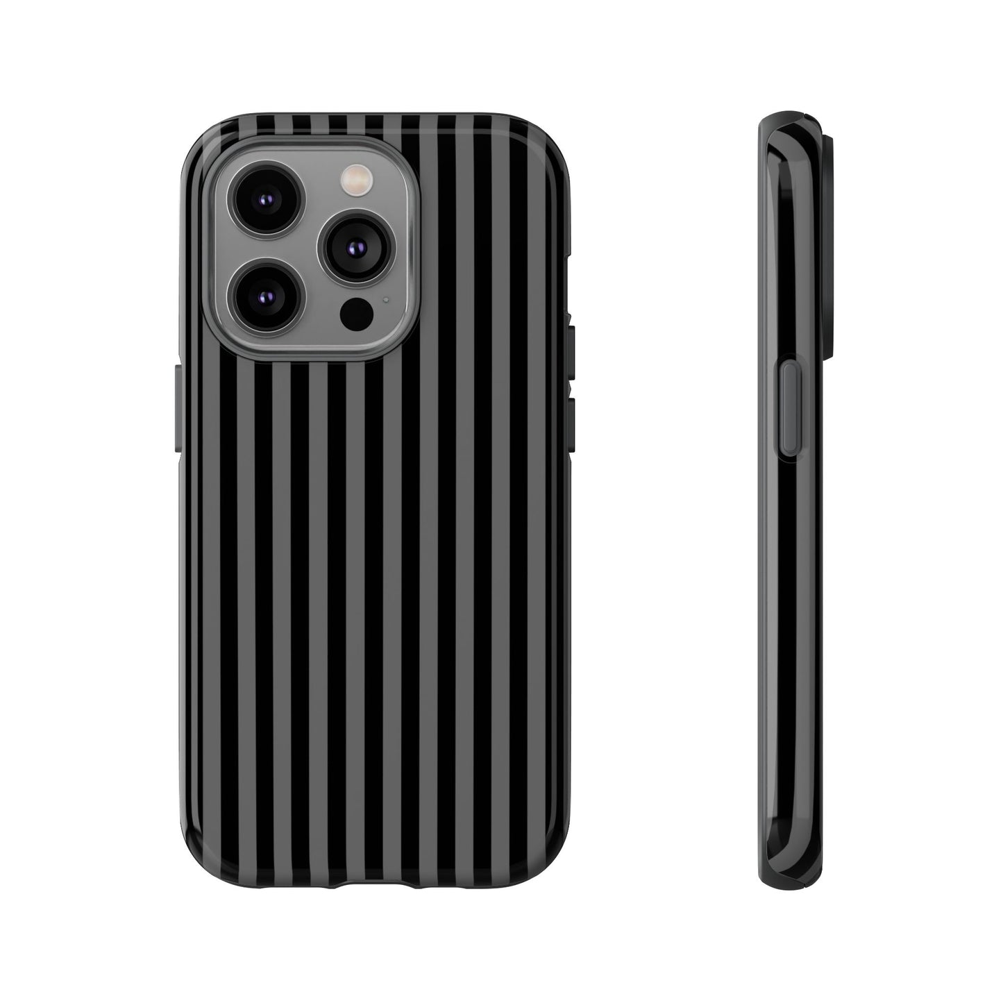 Obsidian Elegance - Striped Black iPhone Case