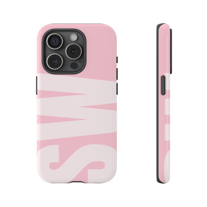 Millennial Pink Custom Initial Monogram iPhone Case - Shockproof
